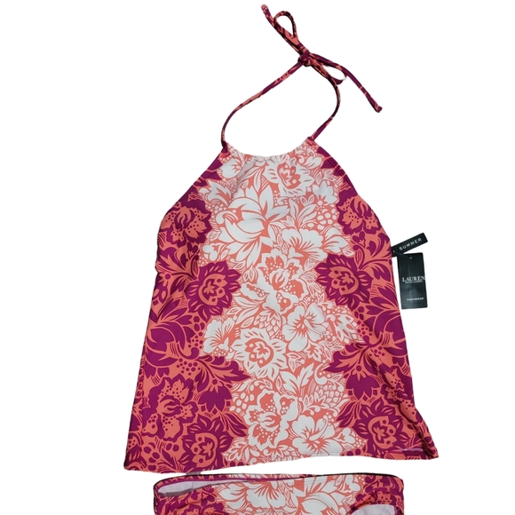 Ralph Lauren Womens Size 6 Pink Coral Tropical Hawaiian Floral Tankini Swimsuit - Picture 4 of 10